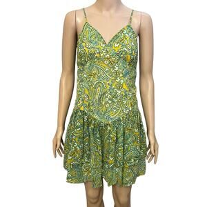 Japna Paisley Floral Babydoll Dress Small Fairy Tiered Drop Waist Boho Casual